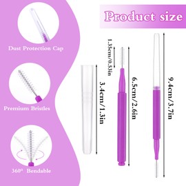 Piriuuo 50 Pcs Interdental Brushes, Dental Brushes Multifunctional Flossing Brushes Soft Braces Brush Portable Toothpicks with Cap Braces Cleaning Kit for Cleaning Gaps Between Teeth