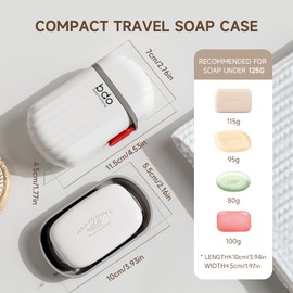 Topavatop Compact Travel Soap Case, Leakproof Soap Box with Lid, Bar Soap Holder for Traveling, Portable Soap Box with Drainage Layer for Gym, School, Camping, Trip, Outdoor - White