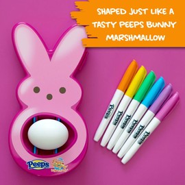The Eggmazing Egg Decorator - Peeps Bunny - Arts and Craft Set Includes 6 Colorful Quick Drying, Non-Toxic Markers - Pink - Packaging May Vary