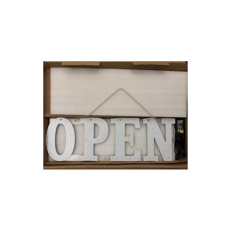Open Sign - Ultra-Bright LEDs, White Light, Chain-Mounted, 30 x
