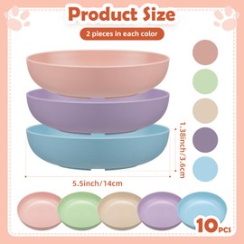 10 Pcs Whisker Fatigue Cat Bowl, 5.5 Inch Shallow Cat Food Dish with Non Slip Feet Flat Cat Food Plates Kitten Cat Food Bowl Set for Wet Food and Water