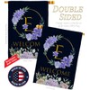Breeze Decor Welcome E Initial Garden House Flag Kit Monogram