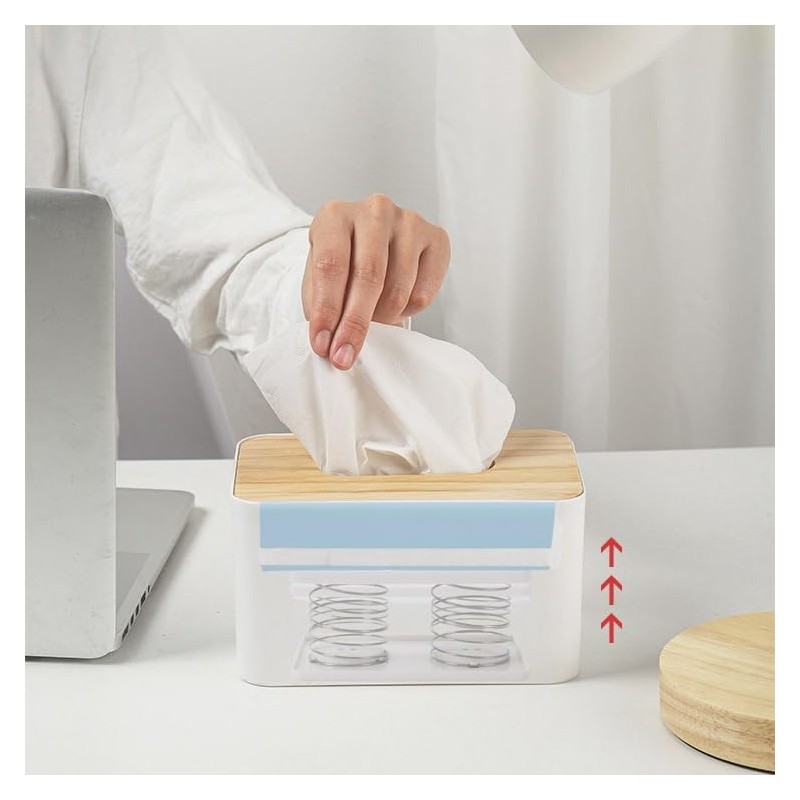 SATiNU Tissue Case, Bottom Lift, Spring, Spring, Easy Removal, Support