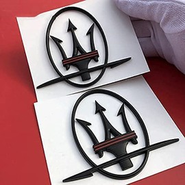 ATIMAX Black 2 PCS FORMaserati Side Emblem,Rear Window 3D Waterproof Badge Decal Compatible for Maserati New Quattroporte, Ghibli Series