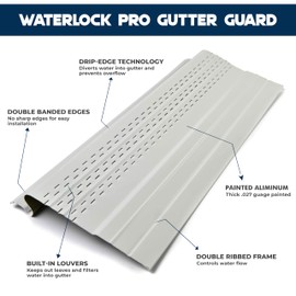 Waterlock Pro Gutter Guards Leaf Protection 25 Feet Pack Black, A Contractor-Grade Gutter Guard from Manufacturer, Domestic Aluminum Gutter Covers 5 and 6 Inch Gutters