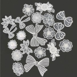 20 Pieces White Lace Applique, Lace Flower Patches, Lace Organza Embroidery, For Repairing and Decorating Clothes, Bags, Hats