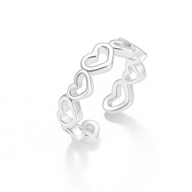 Aliyoham Silver Intertwined Hearts Rings for Women, Hypoallergenic Adjustable Stackable Dainty Silver Ring Jewelry for Women