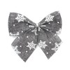 DARO DEKO Jute Bow Grey/White with Snowflakes 12 x 12
