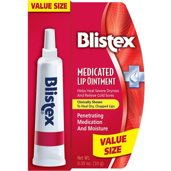 Blistex Medicated Lip Ointment, 0.35 Ounce Tube, Pack of 12 – Relieves Cold Sores & Helps Heal Dry Chapped Lips, Pain Relief from Lip Sores & Blisters, Healing Ointment