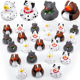DEEKIN 24 Pcs Dog Rubber Ducks 2" Dog Ducks Spotted Dog Rubber Ducks Small Rubber Ducks for Cruise Ships Birthday Party Gift Activity Dog Theme Party