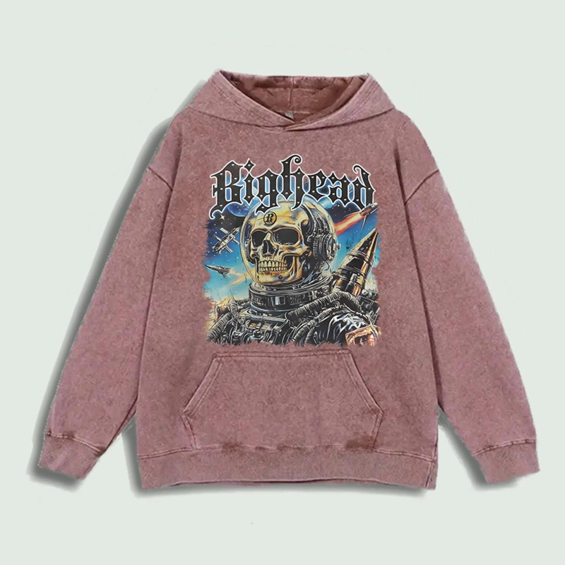 Bighead Astronaut Skull Graphic Hoodie 100% Cotton US Warehouse 6
