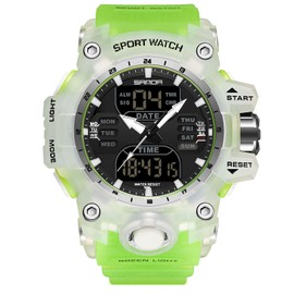 RORIOS Men's Military Wristwatch Fashion Sport Wrist Watch Multifunctional Watch Digital Watch Dual Display Watch for Boy 50M Waterproof Green