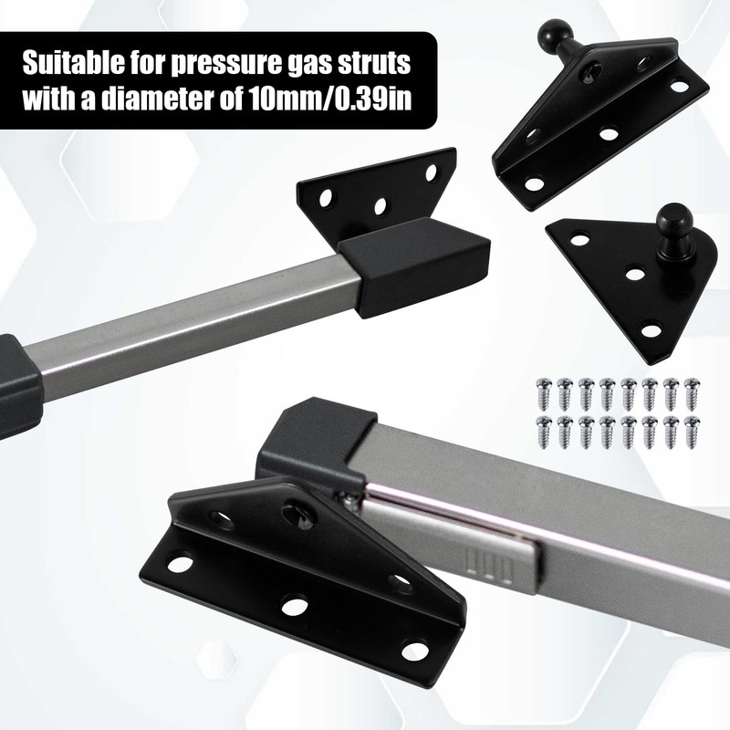 4pcs 10mm Ball Stud Mounting Brackets, Black Gas Struts Mounting