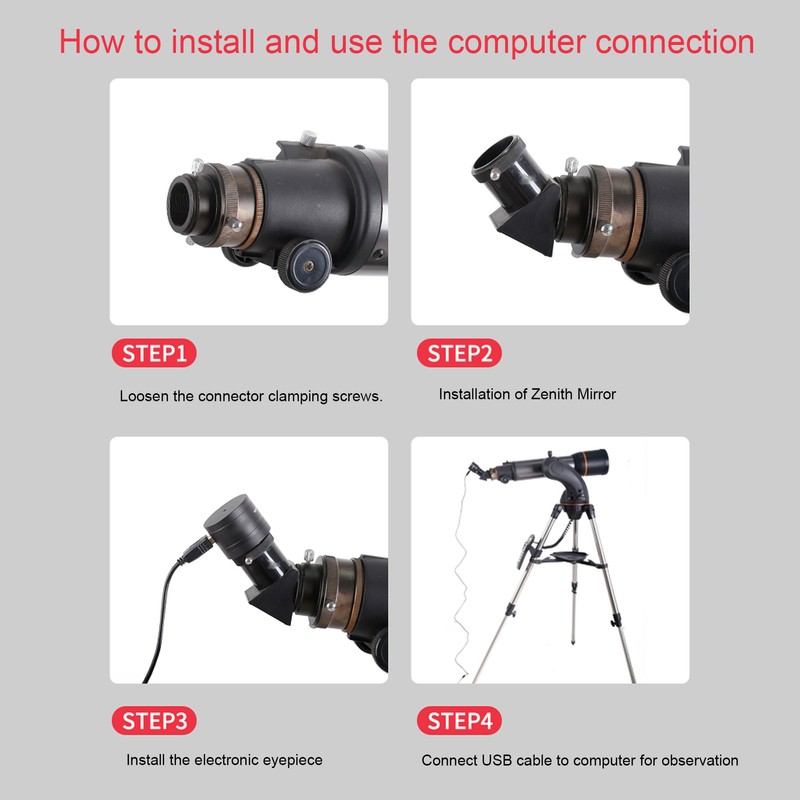 Telescope Electronic Eyepiece Aluminum Alloy 2MP HD USB Interface Color