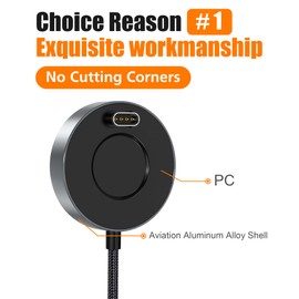 AGVEE Type-C(1.5ft) Aluminium Alloy Charger Dock Data Sync Charging Station Compatible with Garmin Watches Vivoactive 3 4, Fenix 8 7 6 5, Forerunner, Instinct, Venu, Tactix, D2, Quatix, Dark Gray