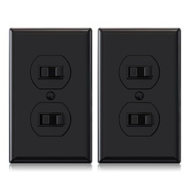 AIDA Single Pole Double Toggle Rocker Decorator Light Switch, 15 Amp Self-grounding Electrical Light Switches, Residential Grade, UL Listed (2 Pack, Glossy Black)