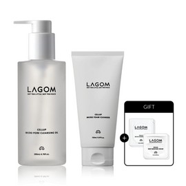 Lagom 클렌징짝꿍템 마이크로 클렌징 SET (오일200ml+폼150ml)(+샘플 토너2매+크림2매 증정) Cleansing Buddy Micro Cleansing SET (Oil 200ml + Foam 150ml) (+ 2 Sample Toners + 2 Sample Creams Gift)