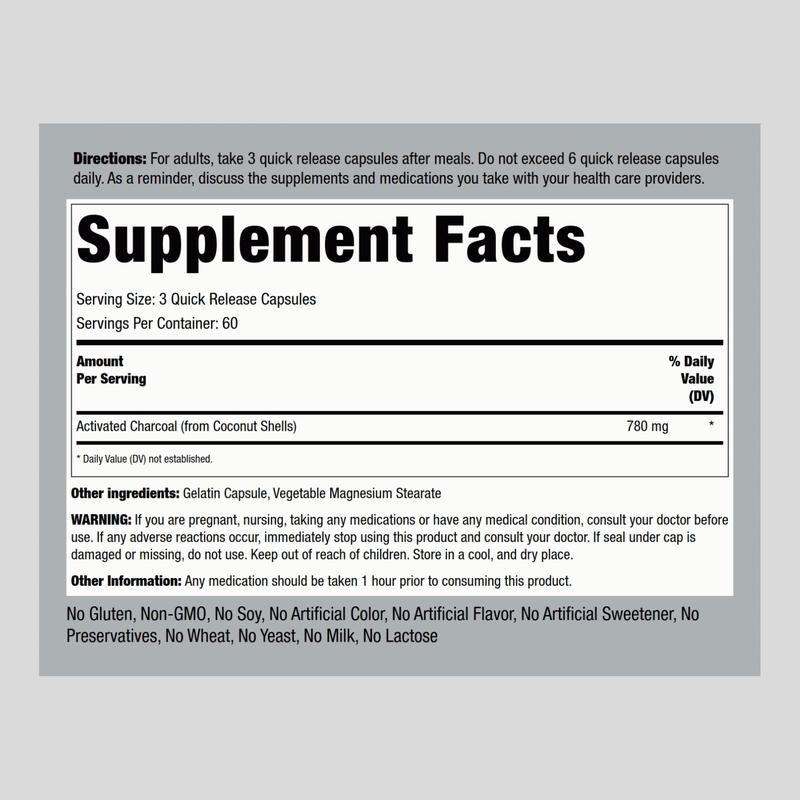Activated Coconut Charcoal, 780 mg (per serving), 180 Quick Release