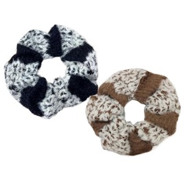 Large Hair Scrunchies, 2 Pcs Ponytail Holders, Soft Fluffy Knit Elastic Hair Ties, Scrunchies for Women & Girls