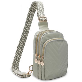 Bunnychill Small Crossbody Sling Bags for Women Men, 3 Zipper Pocket Cell Phone Purse Fanny Packs for Women Men,Daypack Sport Chest Satchel for Gifts