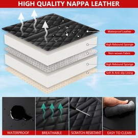 otoez Leather Car Seat Covers Full Set, Breathable Waterproof Nappa Leather Car Seat Protectors with Lumbar Support, Universal Automotive Seat Covers for Most Cars SUV Truck Sedan (Black)