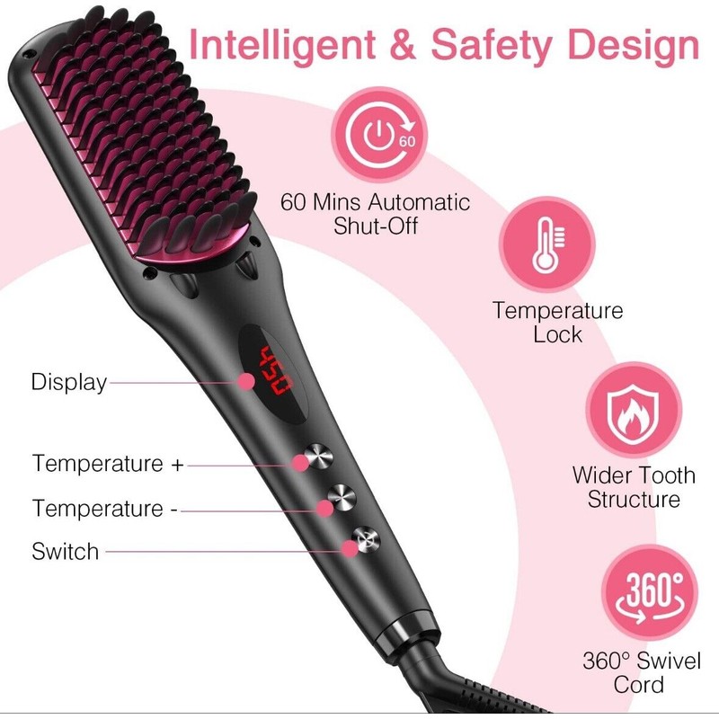 MiroPure Enhanced Hair Straightener Brush by MiroPure 2-in-1 Ionic Straightening