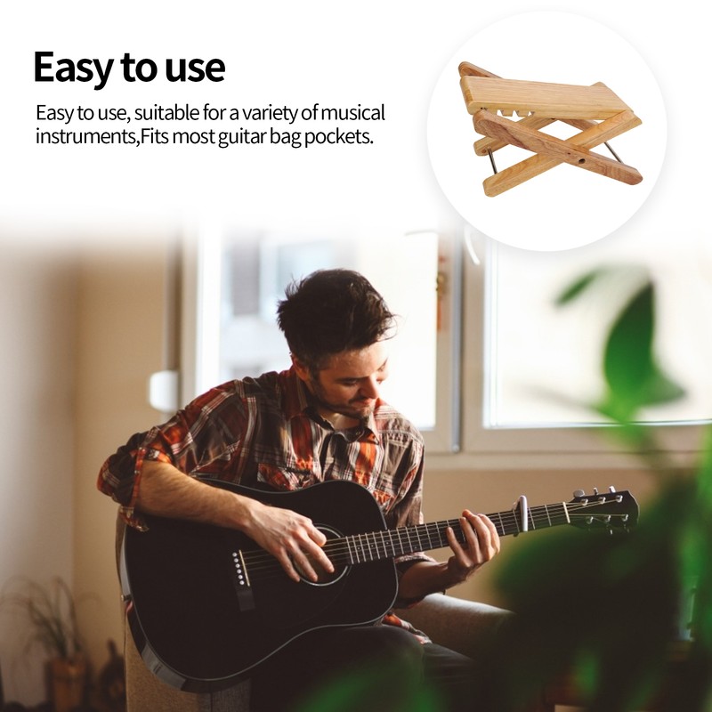 Guitar Footstool Bamboo Portable Foldable Stool Pedal Musical Instrument Playing