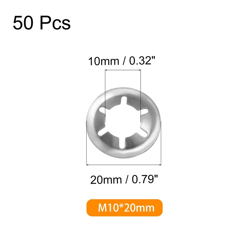 sourcing map 50PCS Internal Tooth Push on Locking Washers M10