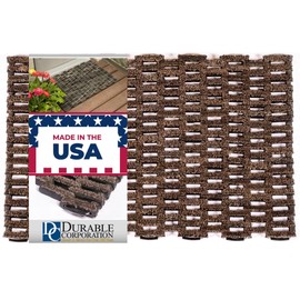 Outdoor Rug Door Mat, Dura-Rug Recycled Fabric Tire-Link Welcome Rubber Patio or Entrance Front Door Mat for Home, Heavy Duty, All Weather, Durable, Sturdy & Easy to Clean, Straight Weave