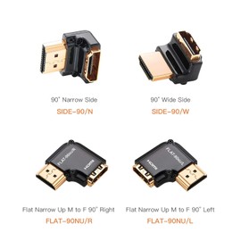 Zeskit Zinc Alloy Full Shielding HDMI Right Angle Adapter, 24K Gold Plated Connectors (Side-90/W)