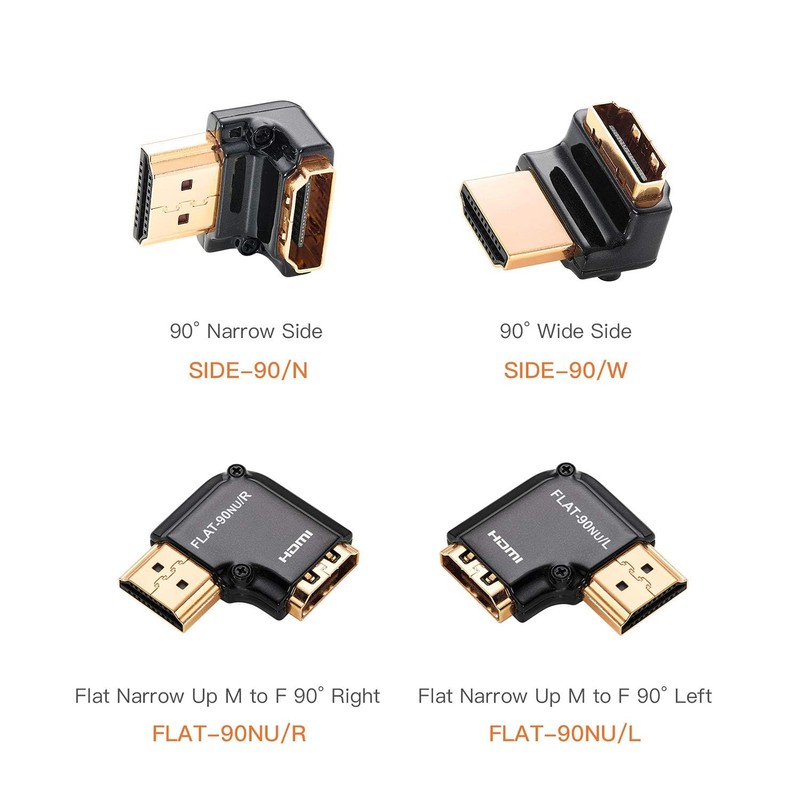 Zeskit Zinc Alloy Full Shielding HDMI Right Angle Adapter, 24K