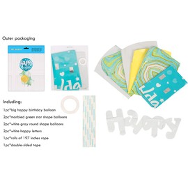 Teal Green Turquoise Happy Birthday Balloons 6 Foil Helium Mylar Balloons For Birthday Baby Shower Jungle Theme Party Supplies