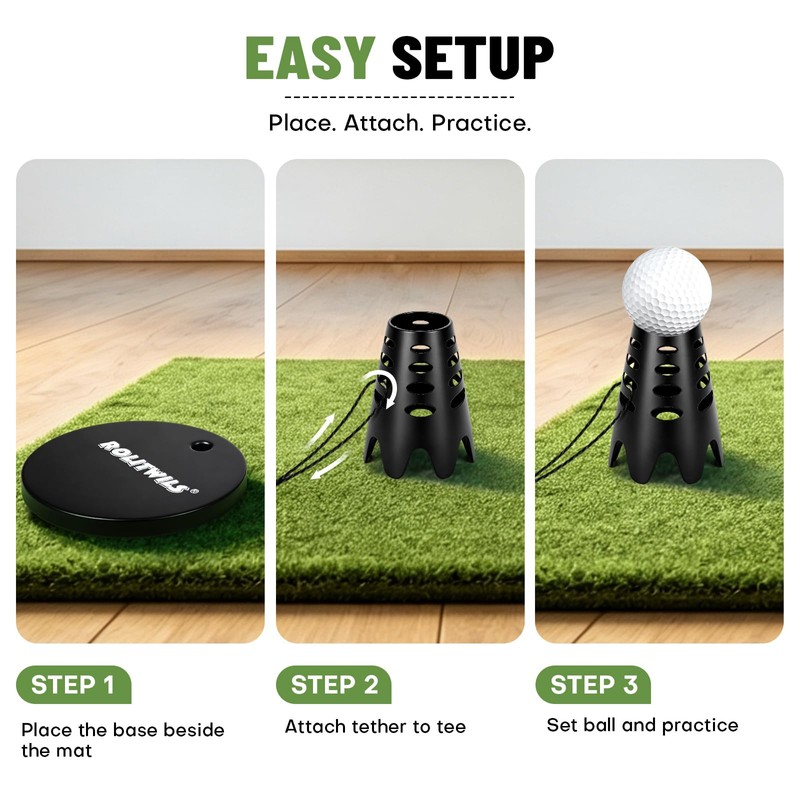 Rolitwils Golf Simulator Tee Anchor Kit, 16-Piece Tether Set with