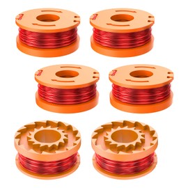 FUSHUI Pack of 6 WA0004.1 grass trimmer spool, WA0010 grass trimmer thread, compatible with 20 V Wg163eWG163E.2, WG163E.1, WG163E.9, spool grass trimmer replacement