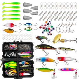 Fishing Gear Kit: Professional Lures Set with Tackle Box - Freshwater & Saltwater Combo for Bass, Trout, Salmon | Hard, Soft, Rotating Baits, Spinner Lures, Metal Spoons + Minnow for Beginners