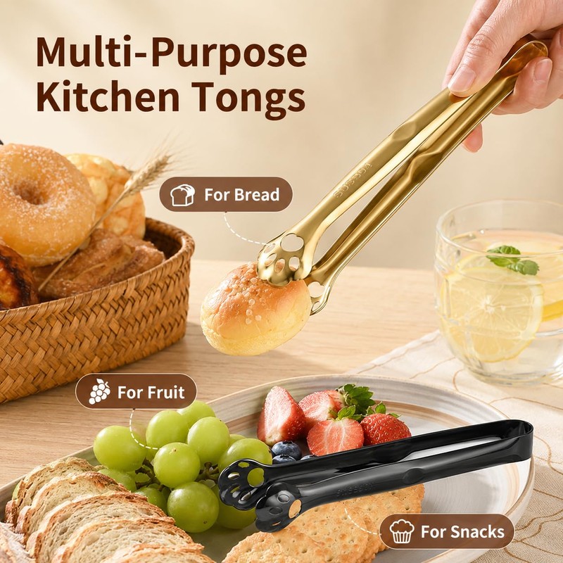 Black Cat Paw Food Tongs 4 Pack, 304 Stainless Steel,