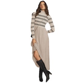 Womens Causal Solid Ribbed Knit Tops Long Dress for Ladies Fall Winter Warm Outfits Maxi Sweater Dress