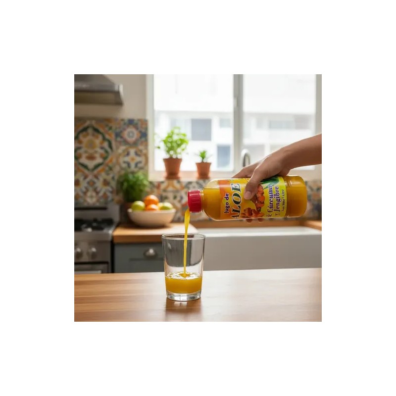 Jugo De Aloe Con Cúrcuma Y Jengibre Orgánico 1l (2pzas)