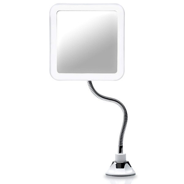 Fancii 10x Magnifying Mirror with Flexible Arm and Strong Suction Cup - Adjustable Makeup Travel Mirror with LED Natural Light (Mira+)