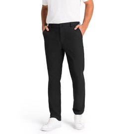 SNOWTEN Mens Golf Pants Classic Fit Stretch Work Dress Pants 30" Quick Dry Lightweight Casual Comfy Pants with Pockets Black 30w × 30L