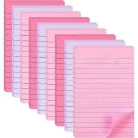9 Pack Lined Sticky Notes 4x6, Ruled, Colorful, Super Sticky, Strong Adhesive, Memo Pads (LP, R, LPurple). Pastel - Colour: Light Pink, Red, Light Purple
