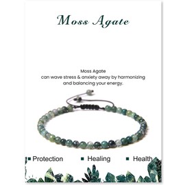 LOCCY Genuine Natural Stone Bracelet for Women, 4 mm Adjustable Natural Stone Bracelet, Pearl Bracelet, Yoga Bracelet for Women, Girls for Mother's Day, Birthday, Valentine's Day, Christmas Gifts,