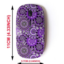 CJCBROES Ratón inalámbrico de 2.4 G con Bonito diseño de patrón para Todos los portátiles y computadoras de Escritorio con nanoreceptor, Mandala Vintage