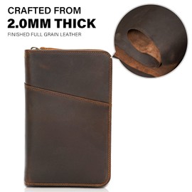 compalo Passport Holder Passport Wallet Full Grain Leather RFID Blocking Passport Cover Case Family Travel Wallet for 6 with YKK Zipper