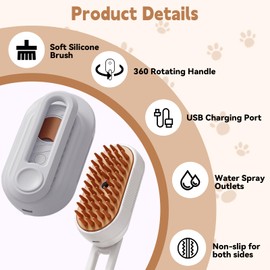 Cat Steam Brush for Shedding, 4 in 1 Cat Steamy Brushs Cleanser with Foldable Handle, Pet Spa Brush for Cats, Spritz Defur Comb for Pets, Steam Brushs for Cats, Pet Spray Hair Removal Comb