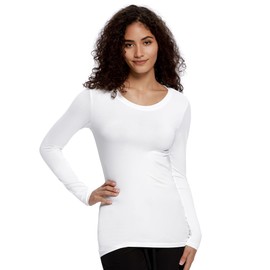 COZYFIT 3 Pack Underscrub Long Sleeve Women - Undershirts for Women Soft Fabric, White, S