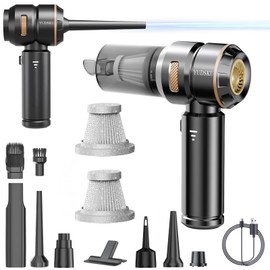 YUDSKU Aspiradora de Mano para Auto 4 en 1,Aspiradora Recargable portátil inalámbrica,Mini aspiradora para sillones Potente,con luz indicadora LED, 2 filtros Lavables,para Coche Y Pelo de Animales