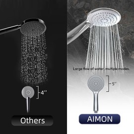 Aimon High Pressure Shower Head with handheld, Powerful Detachable Shower Head Set for Low Water Pressure, 60" Stainless Steel Hose, Chrome