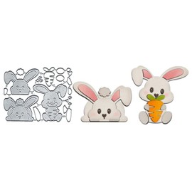 Easter Bunny Metal Die Cuts, 2Pcs/Set Bunnys Carrot Metal Cutting Dies Cut Stencils Card Paper Craft DIY Template Metal Cutting Dies Album Embossing Paper Dies for Card Making Scrapbooking