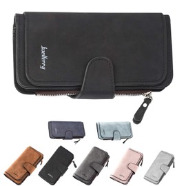 ZhengYue Ladies Purse, Vegan Women's Wallet Large Tri-fold PU Leather Purses with Multiple Card Slots and Roomy Compartment Black